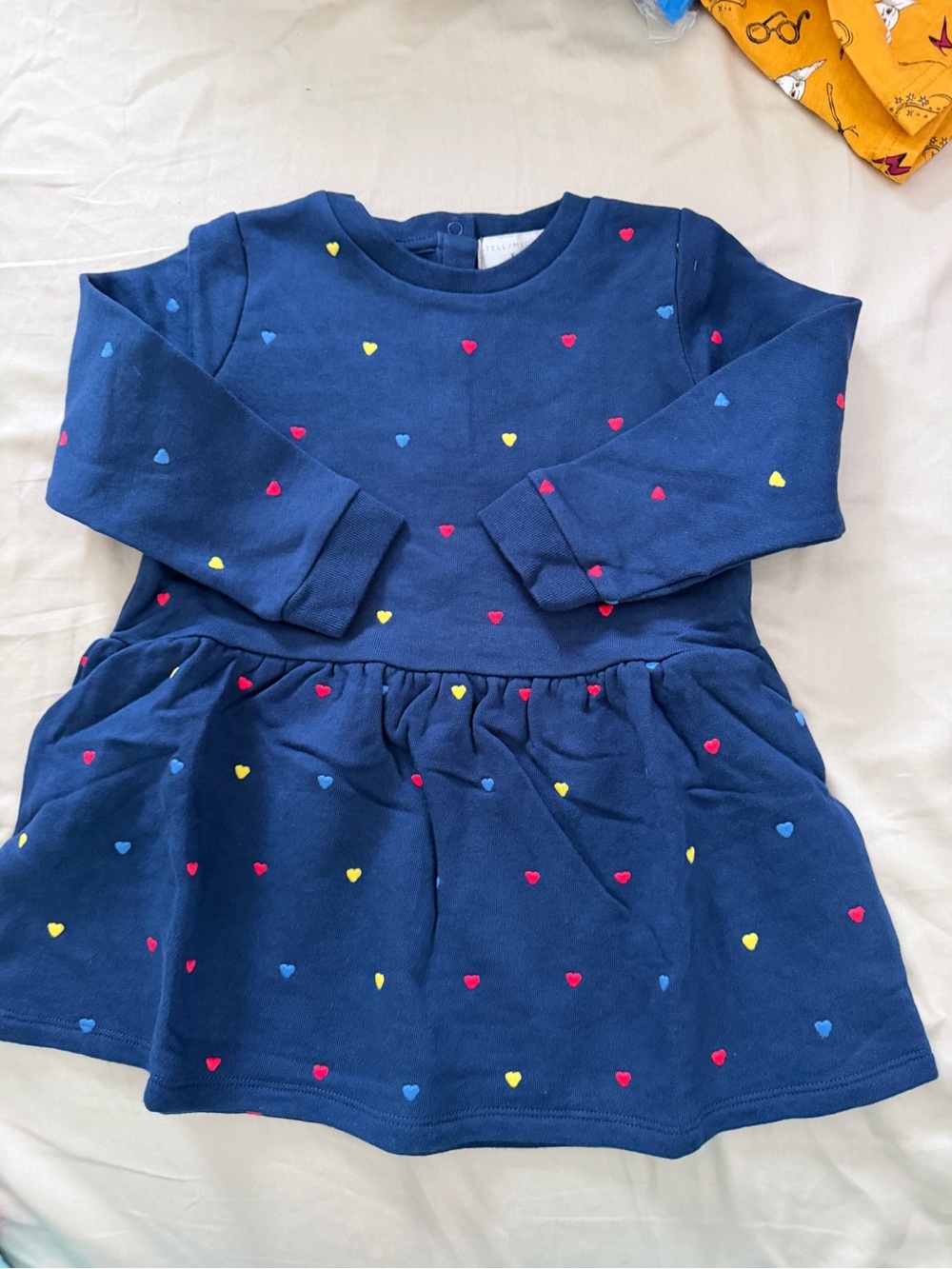 NWOT Stella McCartney Kids - Embroidered hearts fleeced dress - 24M